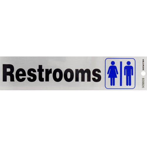 Restrooms 2 x 8" Sign