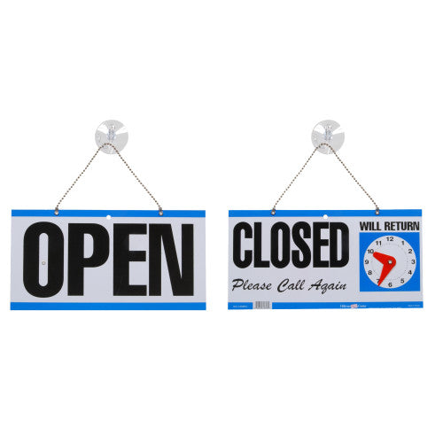 Two Sided Open / Closed with Clock 6 x 12" Sign