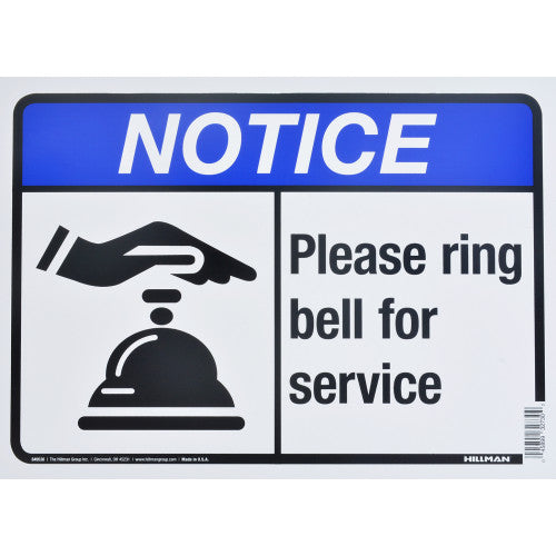 Ring Bell For Service Notice 10 x 14" Sign - The Box Station