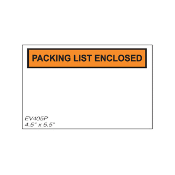 Packing List Enclosed Side Loading 4 1/2'' x 5 1/2'' Case of 1000