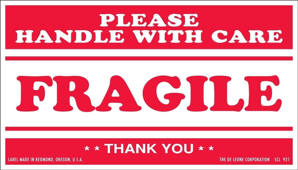 Please Handle With Care / Fragile / Thank You Labels, 3 x 5