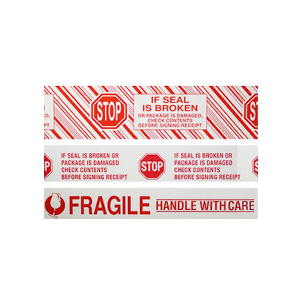 Fragile Tape Handle With Care 2.0 Mil - 3'' x 110 yds - Red on White Tape