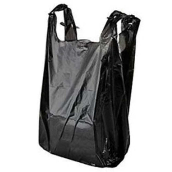 8 x 4 x 16'' 45MIC Reusable Black T-Shirt Bag (Case of 300)