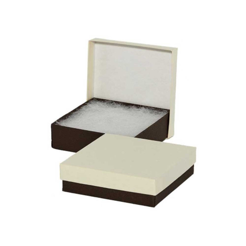 5 1/4 x 3 3/4 x 7/8 Cream/Coffee Jewelry Box