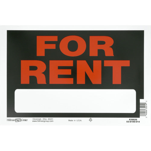 For Rent 8 x 12" Sign