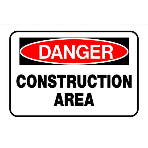 Danger Construction Area 8 x 12" Caution Sign