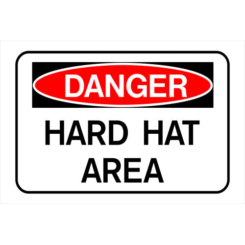 Danger Hard Hat Area 8 x 12" Caution Sign