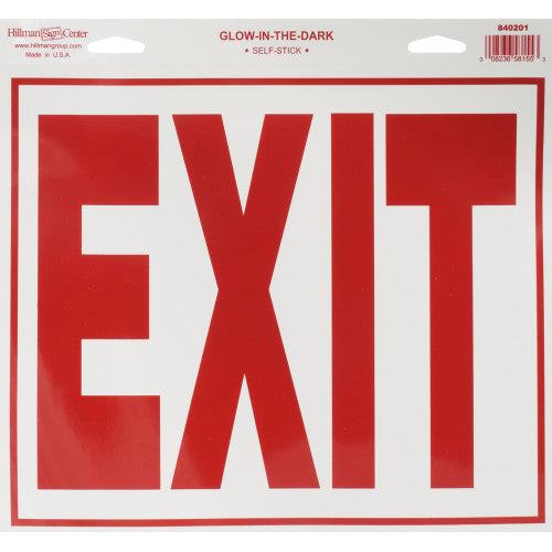 Glow in the Dark Exit 11 x 12" Sign