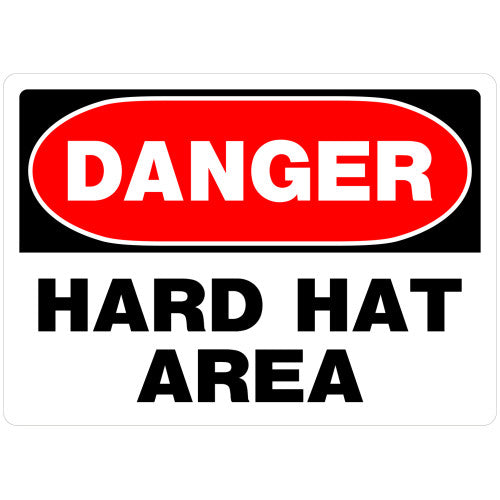 Danger Hard Hat Area 10 x 14" Sign