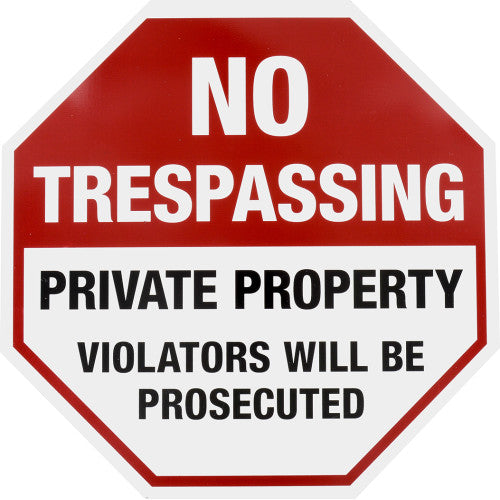No Trespassing 12 x 12" Caution Sign