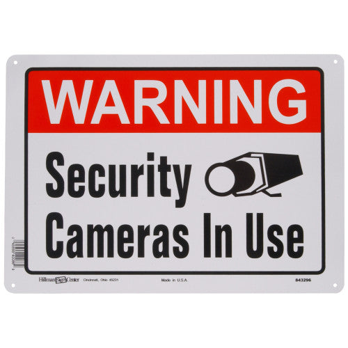 Warning - Security Cameras In Use 10 x 14" Sign