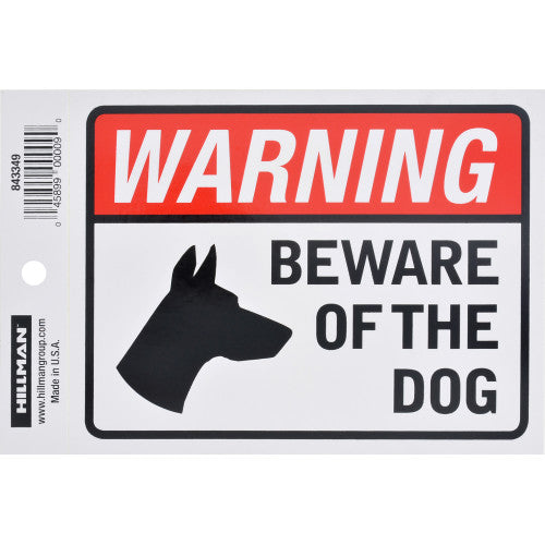 Beware Of Dog 4 x 6" Caution Sign