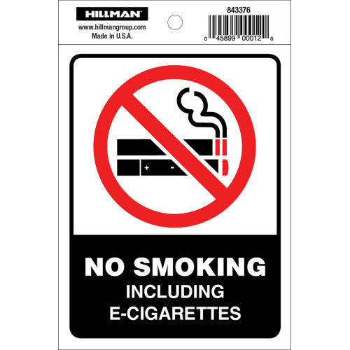 No Smoking or E Cigs with Symbol 4 x 6" Sign