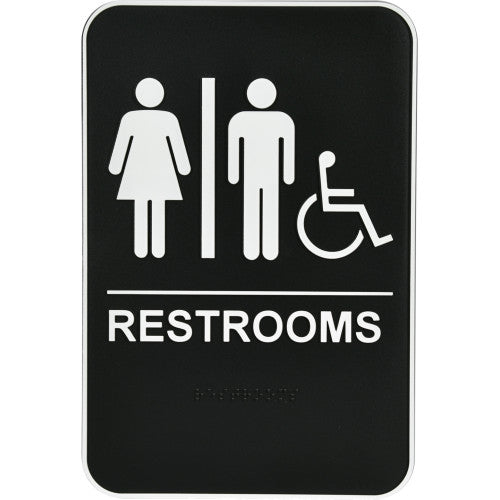 Unisex Restroom with Braille 6 x 9" Sign