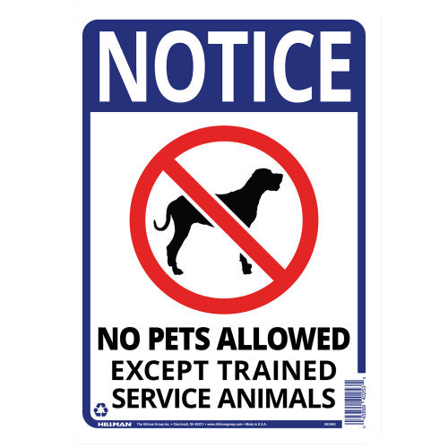 No Pets Allowed 10 x 14" Sign