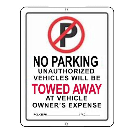 No Parking 12 x 18" Plastic Sign