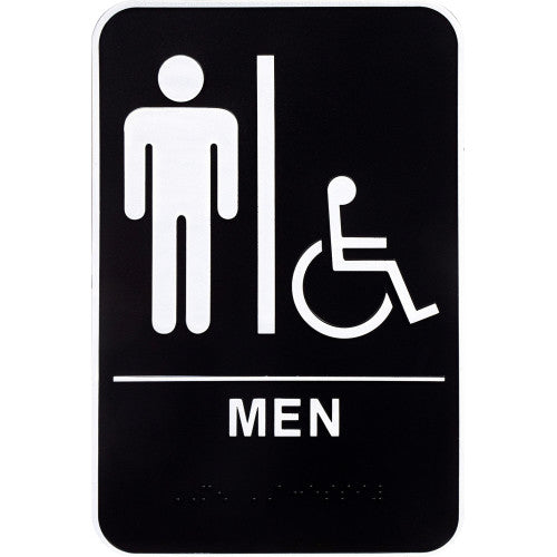 Men's Handicapped Restroom with Braille 6 x 9" Sign