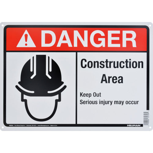 Danger Construction Area 10 x 14" Caution Sign