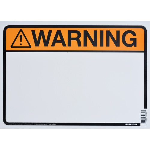 Blank Warning 10 x 14" Caution Sign