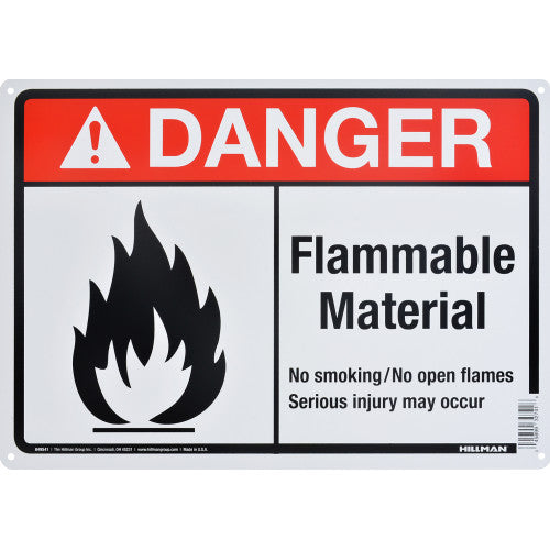 Danger Flammable Material 10 x 14" Caution Sign