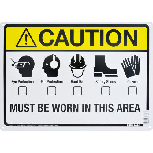 Caution Safety Equipment Zone 10 x 14" Sign