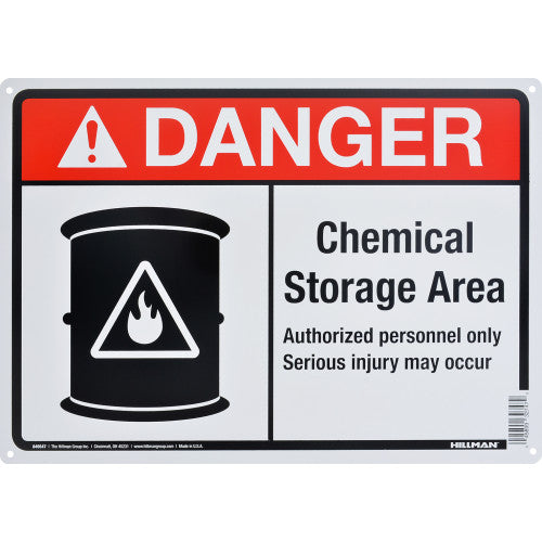Danger Chemical Storage Area 10 x 14" Caution Sign