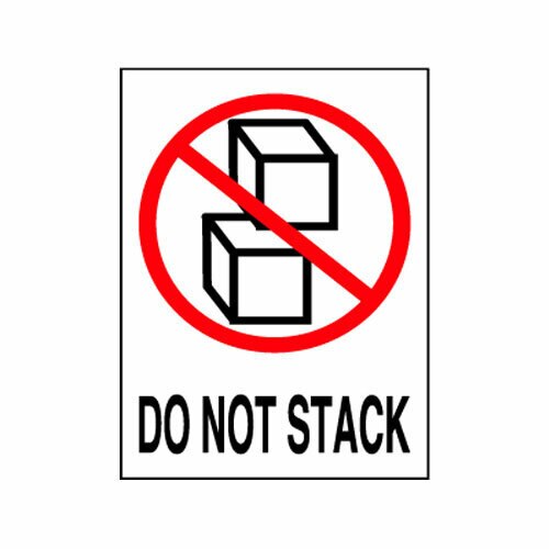 "Do Not Stack" - 3 x 4" Safe Handling Label - 500 labels/roll