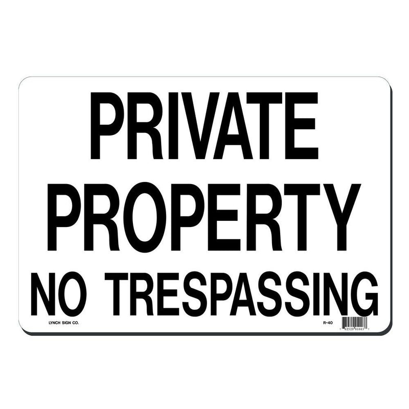 Private No Trespassing 10 x 14" Sign