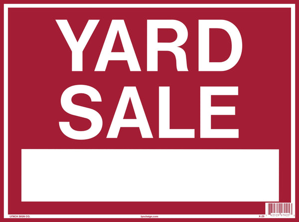 Yard Sale 12 x 9" Sign