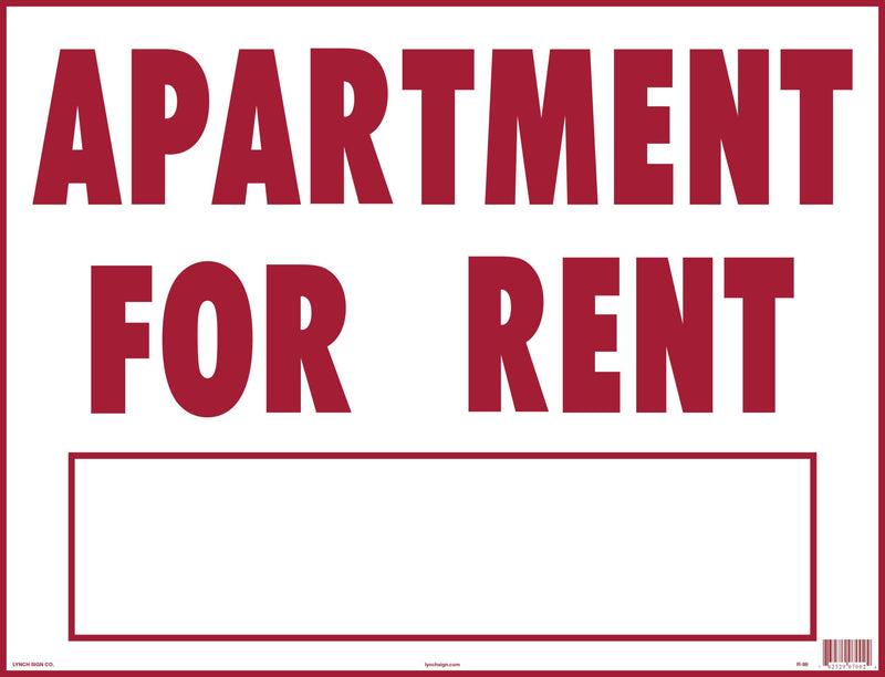 Apartment For Rent 18 x 14" Sign