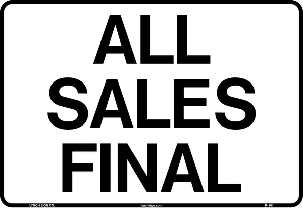 All Sales Final 10 x 7" Sign