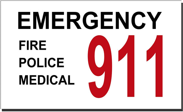 Emergency 911 10 x 6" Sign