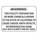 This Contains One or More Chemicals 14 x 10" Sign