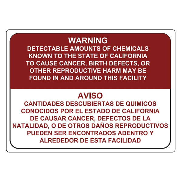 Detectable Amounts of Chemicals Known 18 x 12" Sign