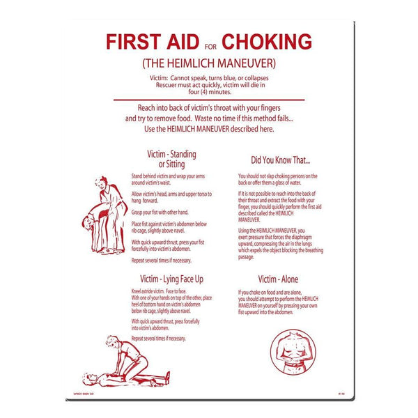 First Aid for Choking 16 x 21" Sign