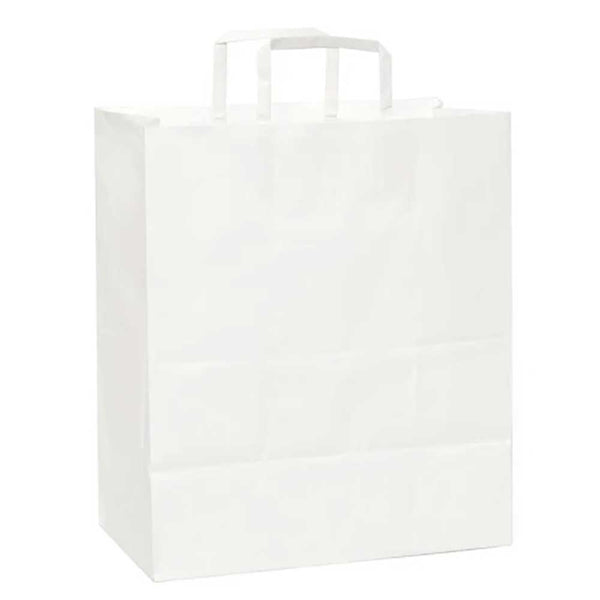 12 '' x 7 '' x 14 '' White Flat Handle Paper Bags